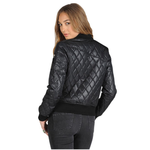 Volcom Flight Jacket Womens S Small Black Full Zip Insulated Quilted Bomber - Picture 15 of 16